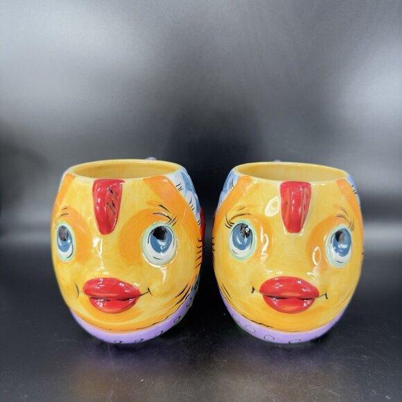 Tabletops Unlimited Dario Farrucci Vissen Fish Large Coffee Mug Cup Ceramic Set2 - Picture 14 of 16